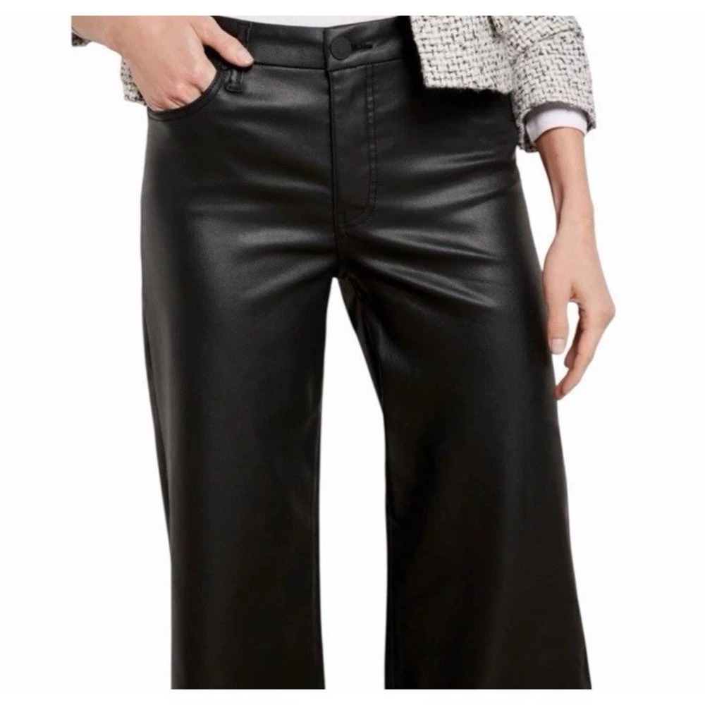 New KUT from the Kloth Meg Jeans Coated Black Size 6 P Petite Wide Leg Short - Picture 5 of 9